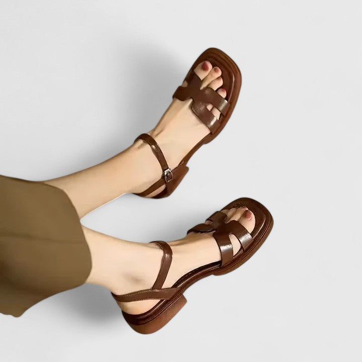 Elegant Flat Sandals with Adjustable Ankle Strap - view 3