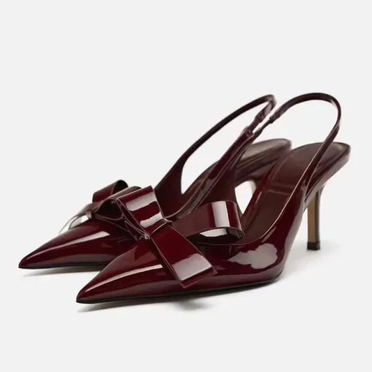 Pointed Toe Bow Slingback Heels - view 2