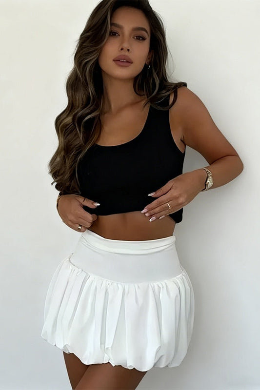 Solid Bubble Hem Mini Skirt - view 2