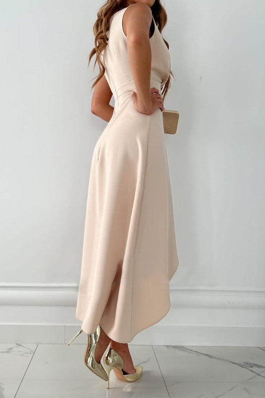 V-Neck Sleeveless Wrap Maxi Dress with Asymmetrical Hem - view 2