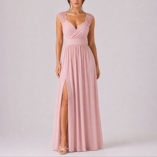 Lace Shoulder Maxi Dress for Wedding Guests - view 2