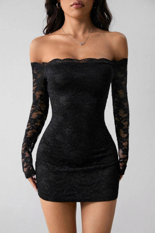 Off-Shoulder Lace Bodycon Dress for Elegant Occasions - view 2