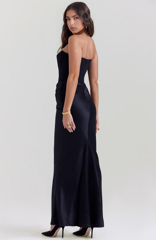 Strapless Maxi Dress with Corset Detail - view 2
