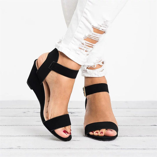 Spring Ankle-Strap Wedge Sandals