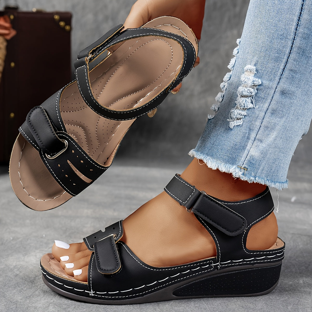 Open-Toe Orthopedic Wedge Sandals - view 2