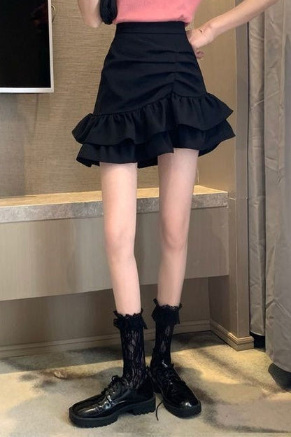 High Waist Pink Asymmetrical Mini Skirt - view 8