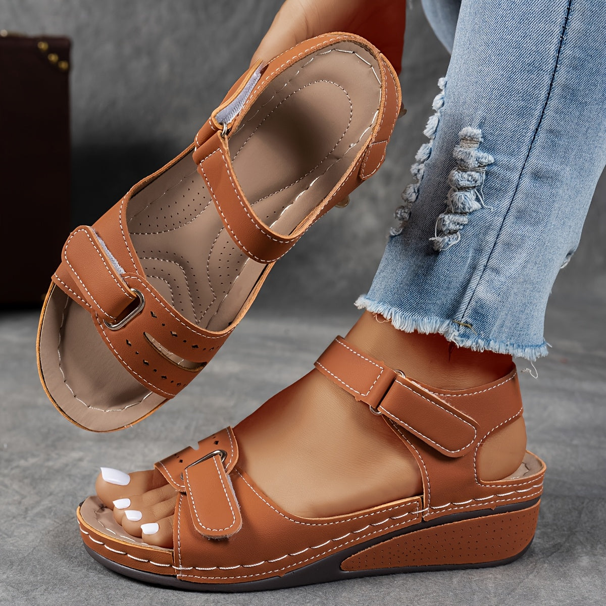 Open-Toe Orthopedic Wedge Sandals - view 3