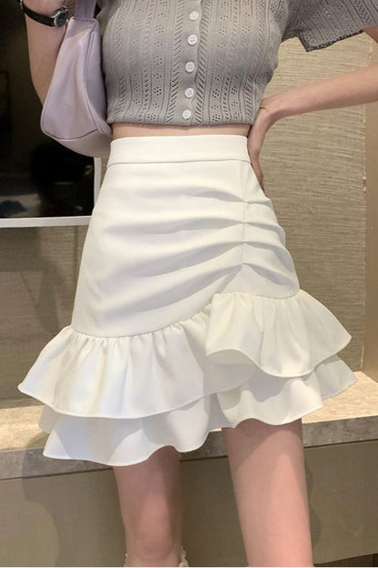High Waist Pink Asymmetrical Mini Skirt - view 3