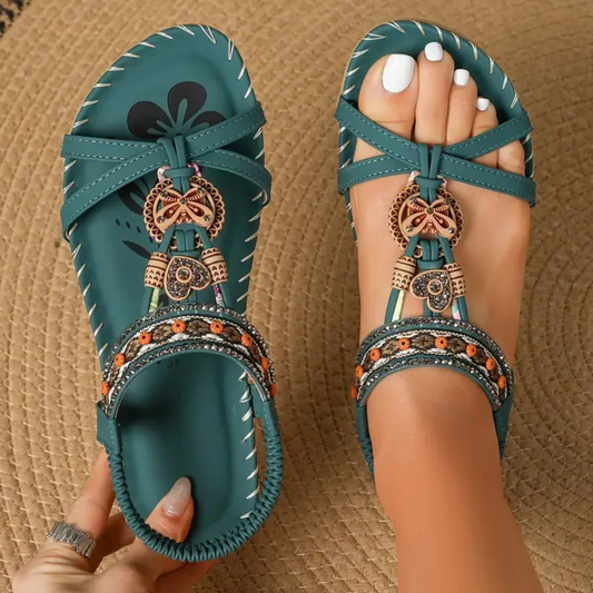 Bohemian Flat T-Strap Sandals for Summer