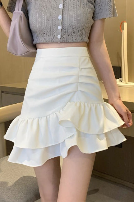 High Waist Pink Asymmetrical Mini Skirt