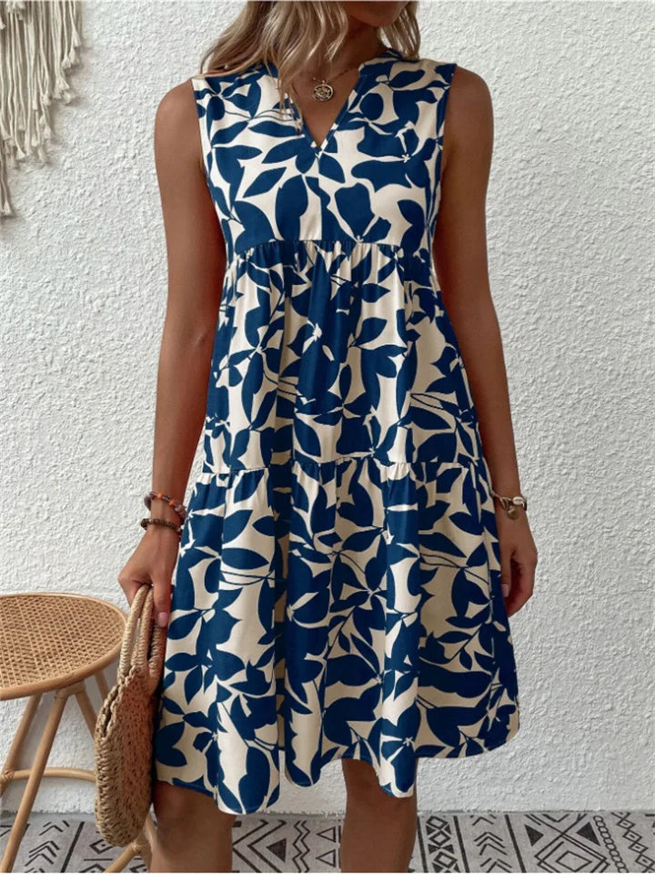 Light and Feminine Leaf Print Dress for Summer - view 2