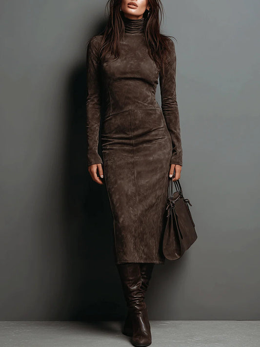 Suede Midi Dress in Luxe Style
