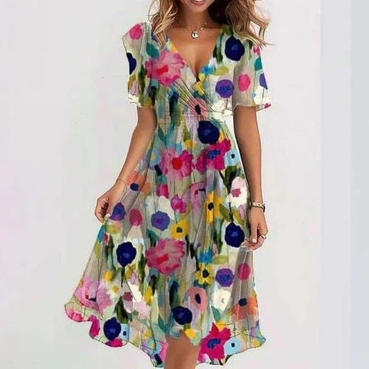 Lightweight Floral Chiffon Midi Dress for Summer Elegance - view 2