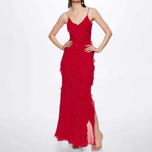 Elegant Ruffled Long Dress for Special Events