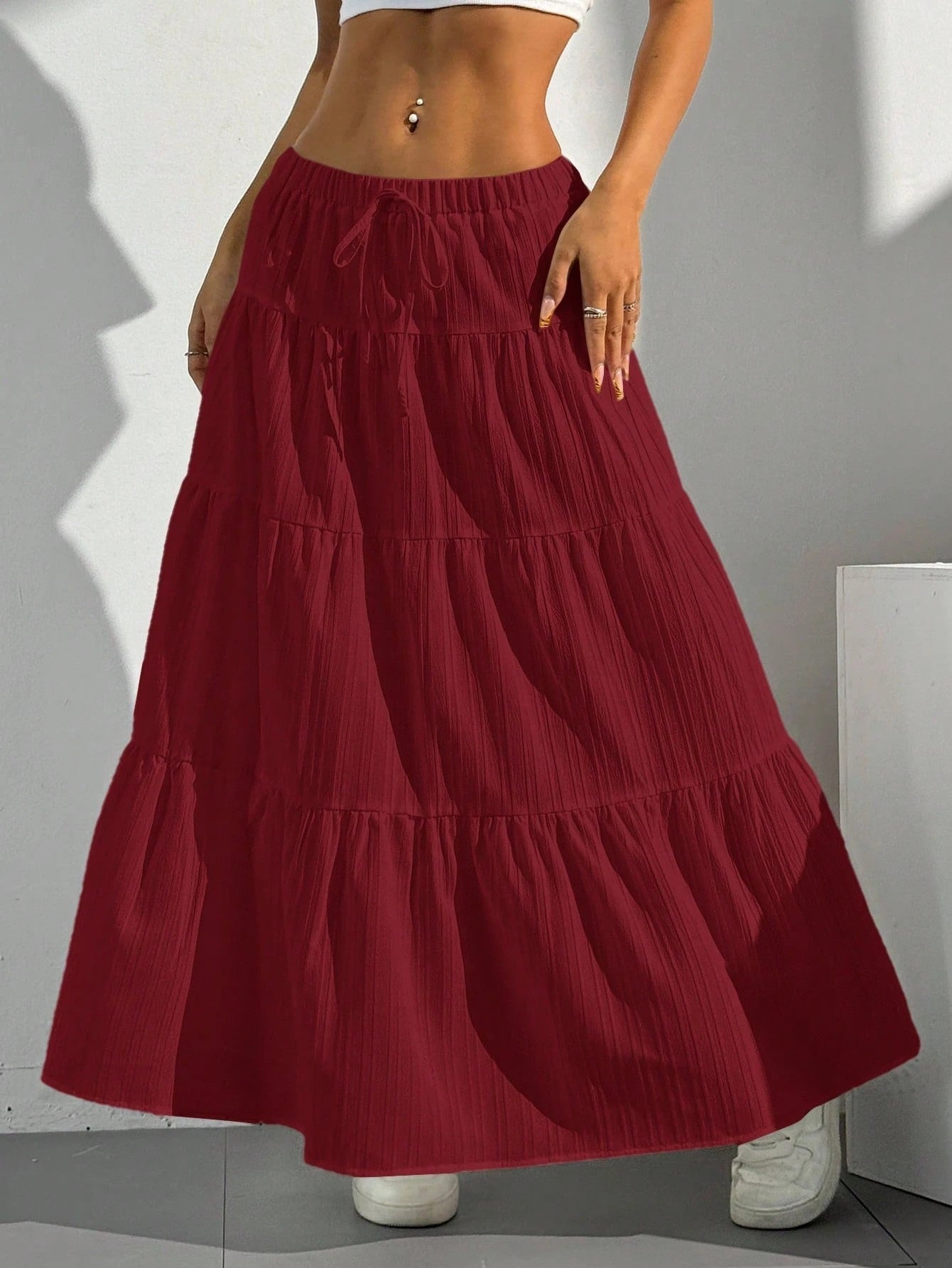 Chic High-Waisted Pleated Maxi Skirt - view 3