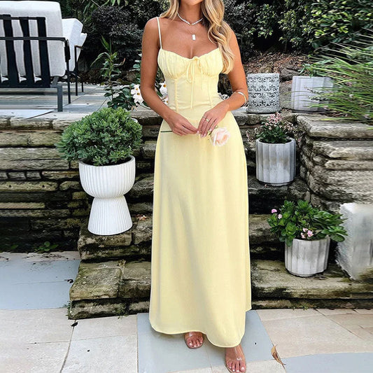 Sleeveless Summer Maxi Dress with Ruched Bodice - view 2