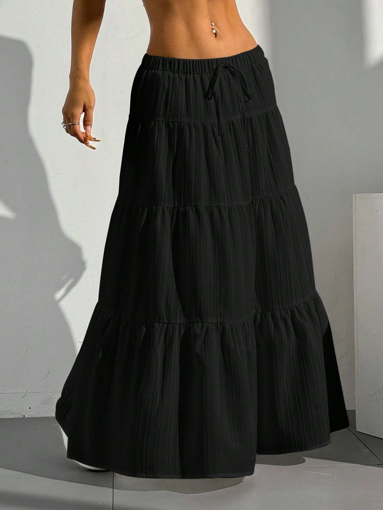 Chic High-Waisted Pleated Maxi Skirt - view 2