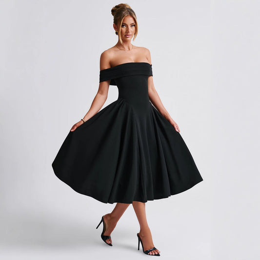 Off-Shoulder Flared Midi Dress - view 2