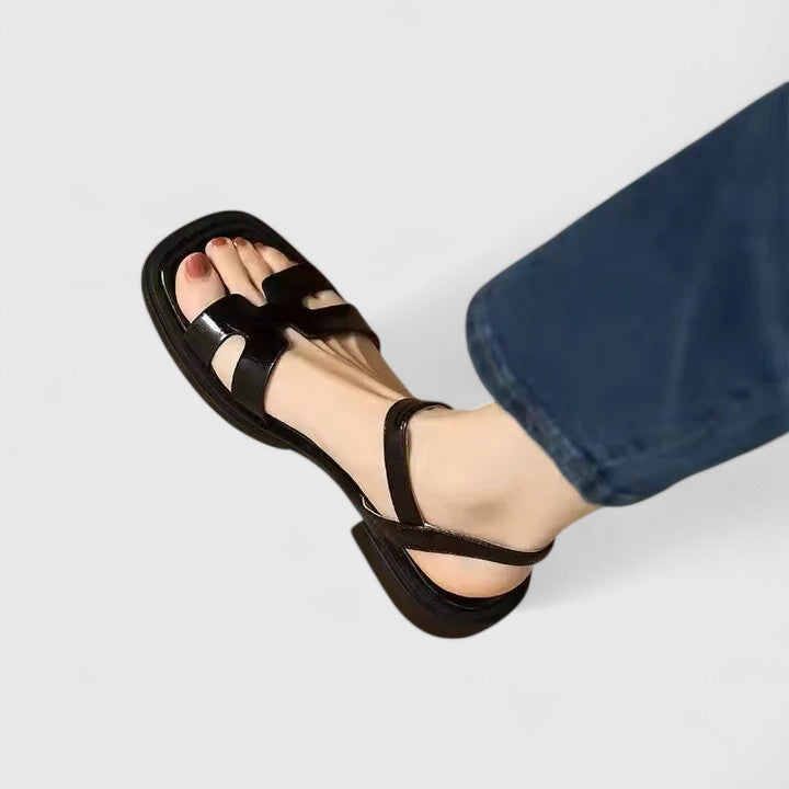 Elegant Flat Sandals with Adjustable Ankle Strap - view 2