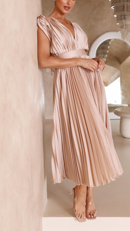 Elegant Flowing Pleated Maxi Dress - view 10