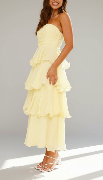 Strapless Tiered Ruffle Maxi Dress for Wedding Attendees - view 2
