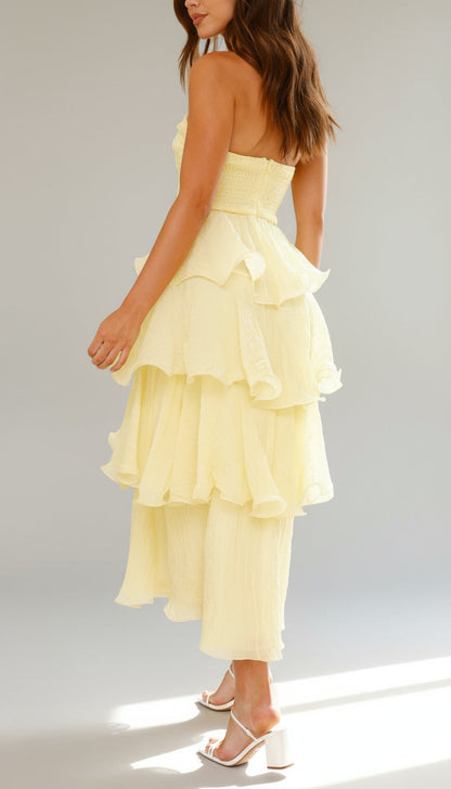 Strapless Tiered Ruffle Maxi Dress for Wedding Attendees - view 3