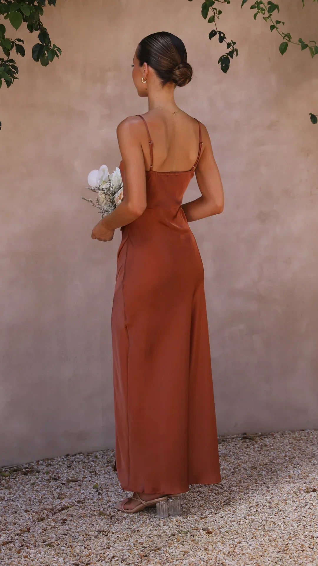 Satin Look Slip Dress with Side Split - view 2