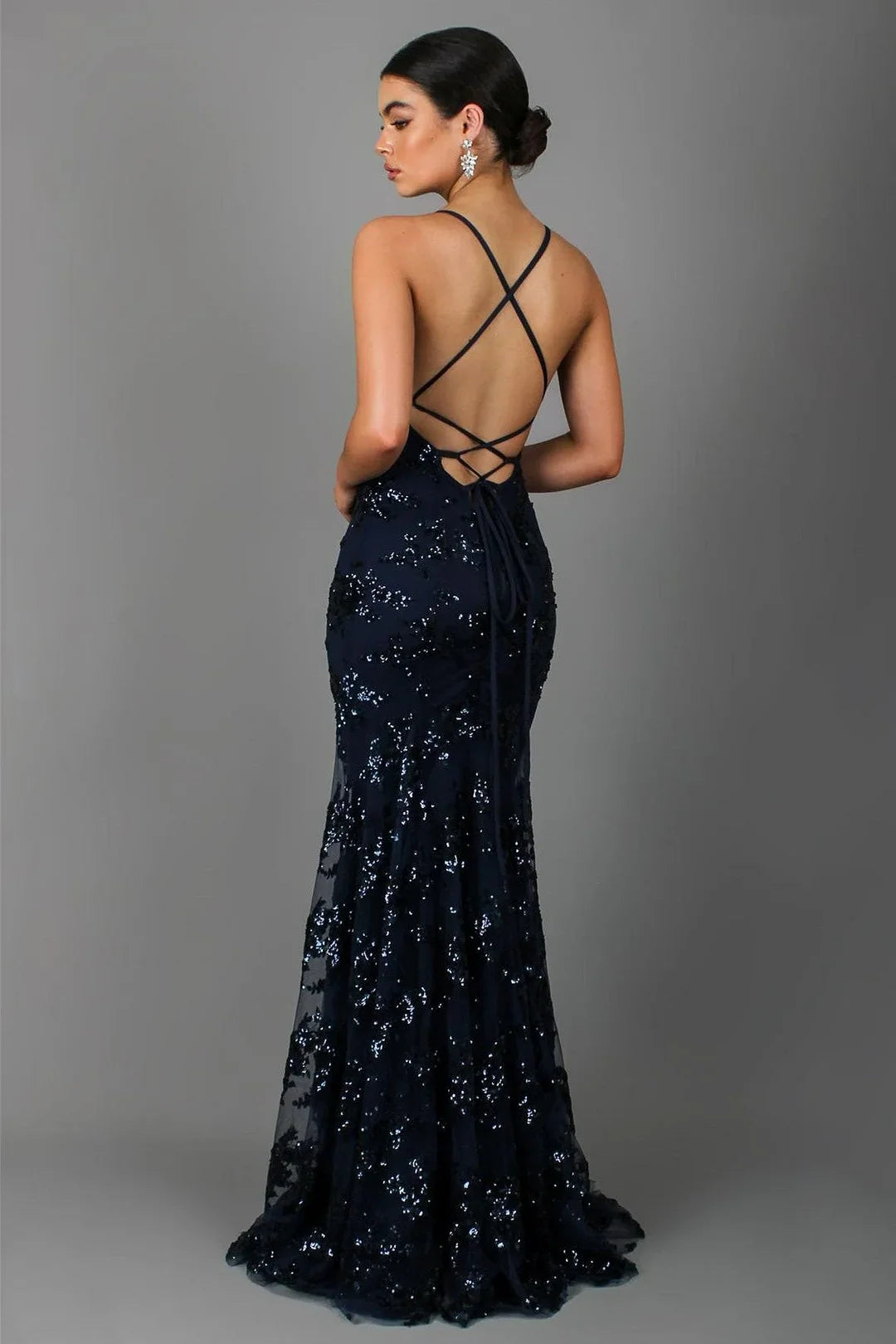Backless Sequin V-Neck Maxi Dress - view 2