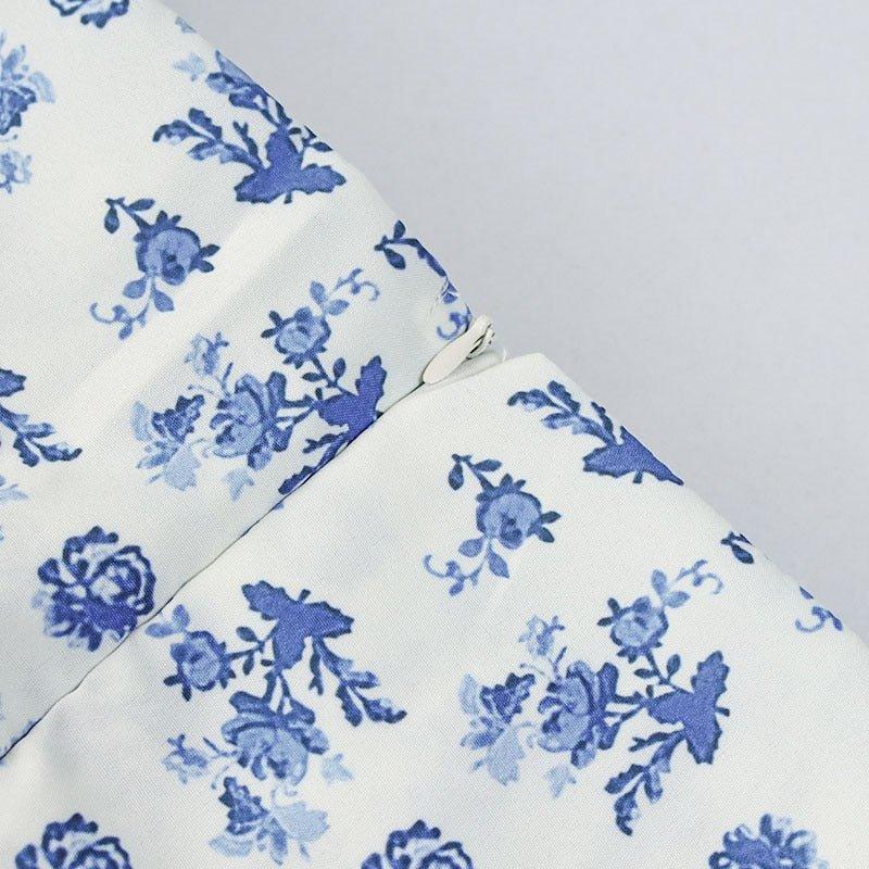 Floral Midi Dress with Puff Sleeves and Square Neckline - view 12