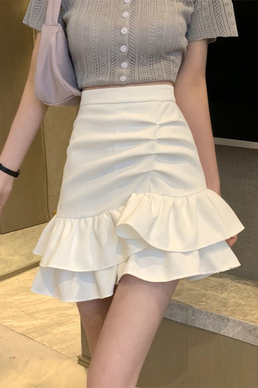 High Waist Pink Asymmetrical Mini Skirt - view 2