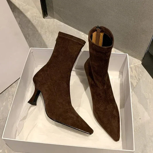 Chic Pointed Toe Stiletto Ankle Boots