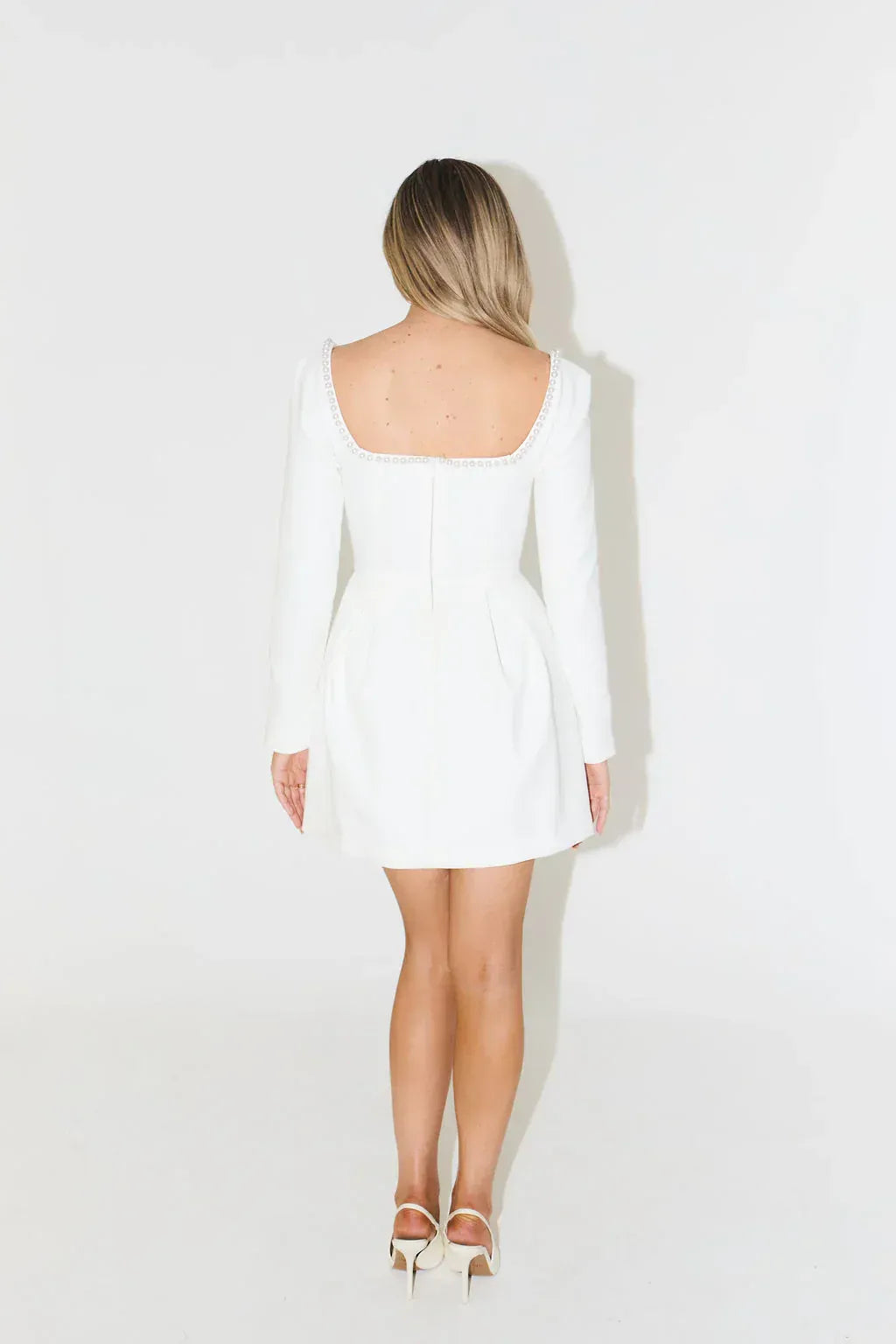 Pearl Trim Long Sleeve Mini Dress - view 8