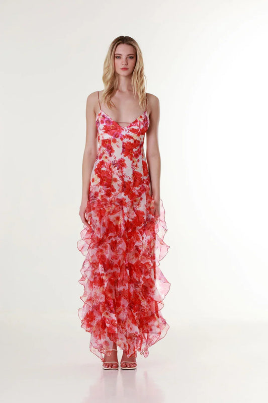 Vibrant Floral Spaghetti Strap Maxi Dress