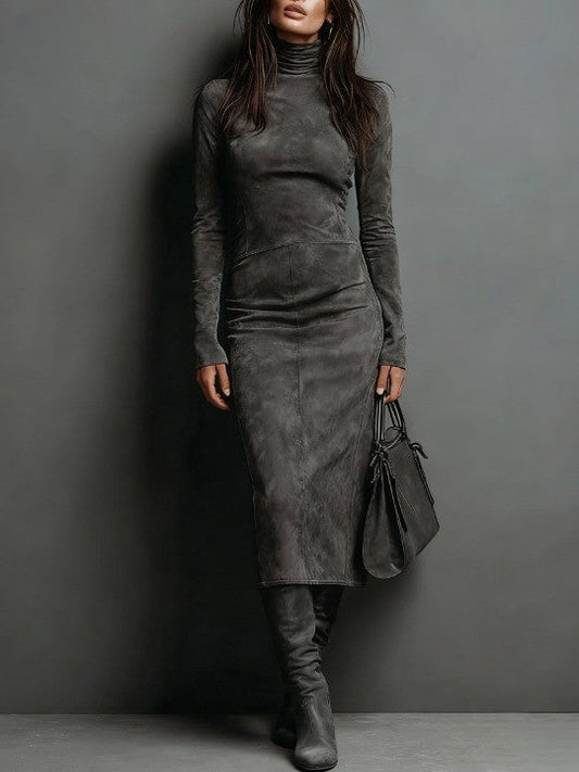 Suede Midi Dress in Luxe Style - view 2