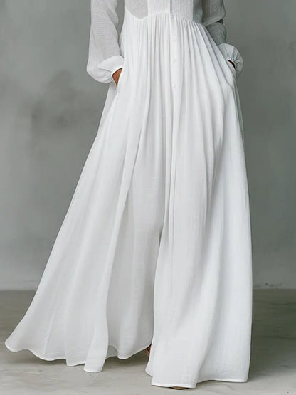 Chic Long Sleeve Maxi Shirt Dress with Pockets - view 2