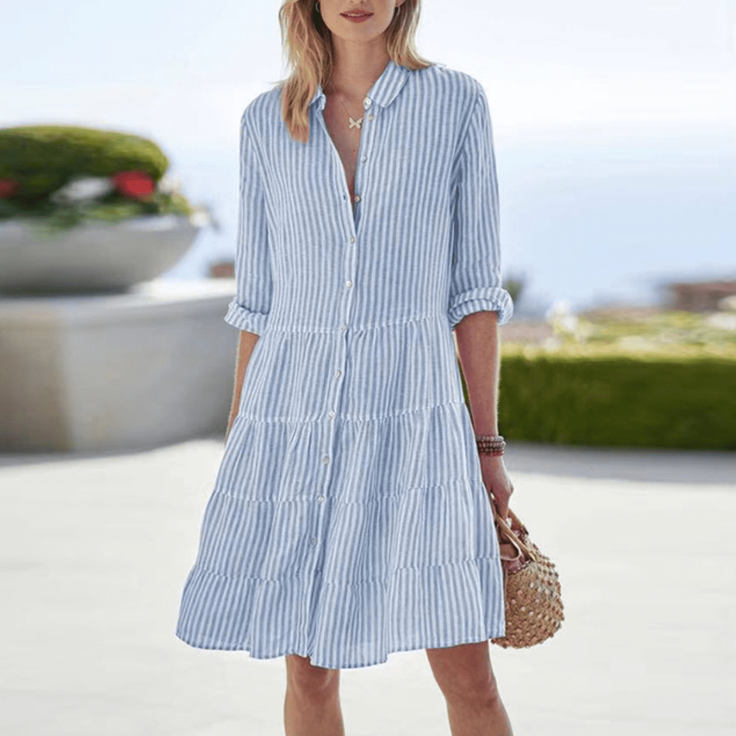Flowy A-Line Striped Summer Dress