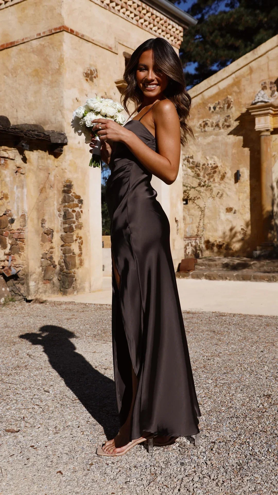 Satin Look Slip Dress with Side Split - view 7